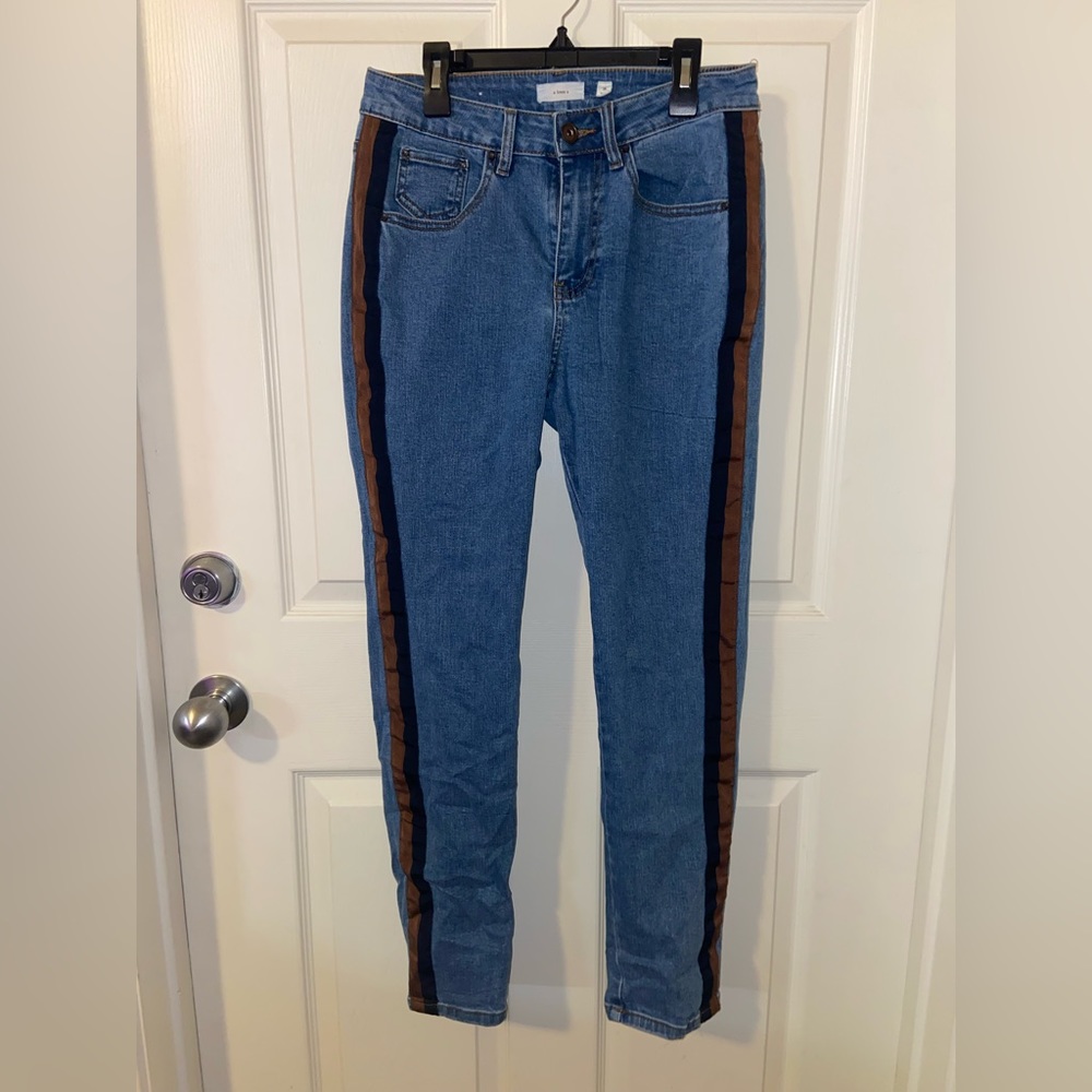 Designer Jeans With Stripes on Side